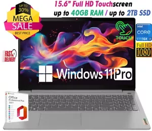 Lenovo Laptop 15.6" Touch Intel i3-1115G4 Upto 40GB RAM&2TB SSD Win11 PRO+OFFICE - Picture 1 of 10