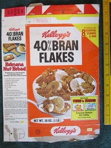 MT Kellogg's Cereal Box 1974 40% BRAN FLAKES Sew 'n Show Z6B70 - Picture 1 of 3