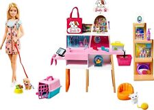 Barbie Doll and Pet Boutique Playset with 4 Pets, Color-Change Grooming Feature
