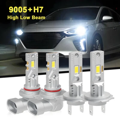 Combo de 4 faros LED bombillas de haz alto y bajo 9005+H7 para Hyundai Ioniq 2017-2020 Foto 1 de 4
