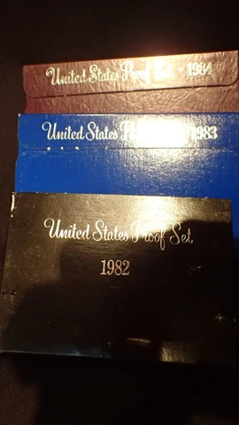 1982 1983 & 1984-S US MINT PROOF SETS (San Francisco Mint) Coins UNOPENED SLEEVE Cover