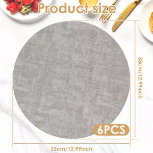 6 Pcs Round Placemats Heat Resistant Table Place Mats Reversible Place guZhR - Picture 1 of 11