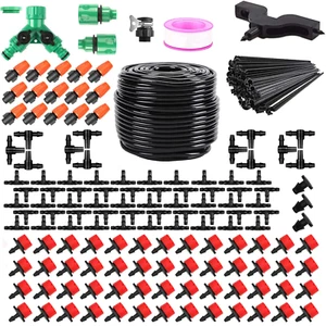 Drip Irrigation System, Irrigation System with 165FT 1/4 Inch Distribution Tubin - Picture 1 of 12