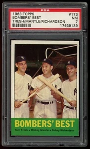 1963 Topps - #173 Bombers Best Mickey Mantle, Bobby Richardson, Tom Tresh PSA 7 - Bild 1 von 2