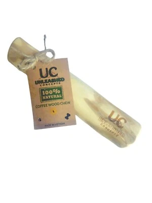 Unleashed Concepts Coffee wood chew stick for dogs. 100% natural and safe