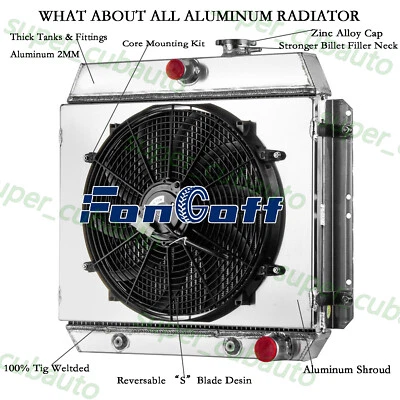 4Row Radiator+Shroud Fan Fits 49-54 Chevy Bel Air Styleline Fleetline Two-Ten V8 Foto 1 de 4