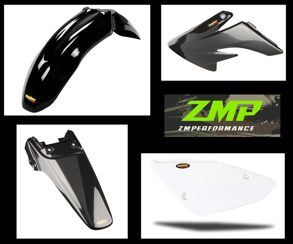 NUEVO GUARDABARROS DELANTERO Y TRASERO HONDA CRF 80F 04 - 09 NEGRO CUCHARAS PANELES LATERALES BLANCOS Foto 1 de 1