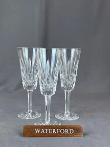 "3 copas de champán estriadas Waterford Crystal Lismore 7 1/4"": como nuevas" - Imagen 1 de 8