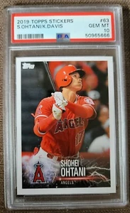 🔥2019 Topps Stickers MLB Baseball #63 Shohei Ohtani /Khris Davis PSA 10 Pop 1🔥 - Picture 1 of 3