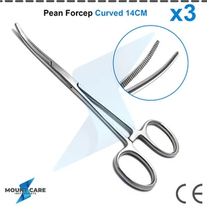 3pcs Pean Rochester Curved Forceps 14cm Hemostat Surgical Veterinary Instruments - Picture 1 of 3