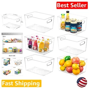 Stackable Clear BPA-Free Storage Bins - Multi-Purpose Pantry Organizers (6-Pack) - Picture 1 of 9