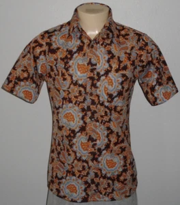 Camisa De Colección Van Heusen Vanknit Hipster Disco Lounge Estampado Paisley Abotonada Hombres M - Imagen 1 de 5