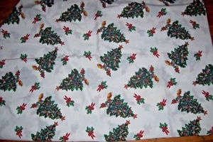Christmas Tablecloth Cotton Blend Decorated pine Trees Presents Gifts 58" x 80" - Picture 1 of 1