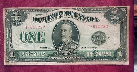 DOMINION OF CANADA $1 1923 BLACK SEAL GROUP 2 ~ KING GEORGE V ~ ATTRACTIVE NOTE Cover