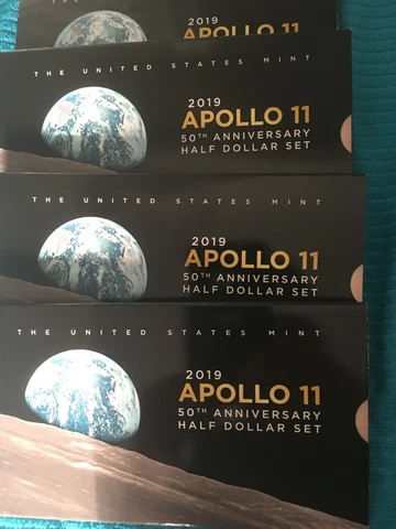 2019 Apollo 11 50th Anniversary 2 Coin Proof Half Dollar Set w/Reverse Kennedy Cover