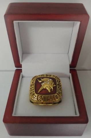 Minnesota Vikings - 1973 NFC Championship Super Bowl Ring With Wooden Box Cover
