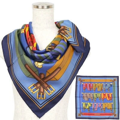 Hermes "Les Sangles" Carre 90 Silk 100% Scarf Vintage Rare Cleaned - Image 1 of 4