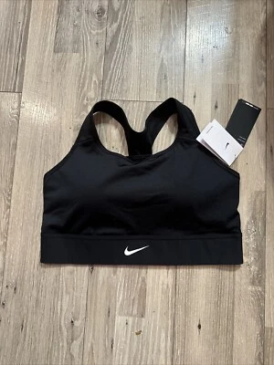NEW! Nike [1X] Women's Swoosh 1-Piece Padded Longline Sports Bra, DO7071-010 - Image 1 of 4
