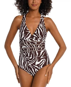 La Blanca Fierce Lines Multi Strap Cross-Back One-Piece Swimsuit UB4 529 - Picture 1 of 4