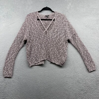 Suéter Express Para Mujer Marrón Tejido Manga Larga Cuello en V Correa Cruzada Pullover Talla M Foto 1 de 4