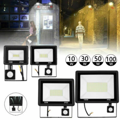 LED Fluter mit Bewegungsmelder 10W-100W Außenleuchte Gartenlicht Lampe IP65 230V - Bild 1 von 4
