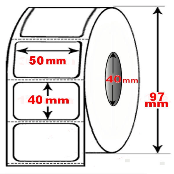 Rotolo da 1000 etichette adesive mm 50x40 Termiche 1 pista anima 40 - Immagine 1 di 1