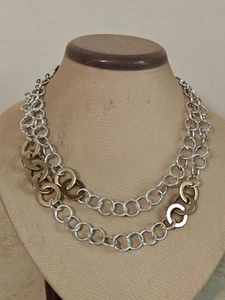 AGATHA PARIS Interlocking Silver & Gold Circles Long Chain Necklace - Bild 1 von 11