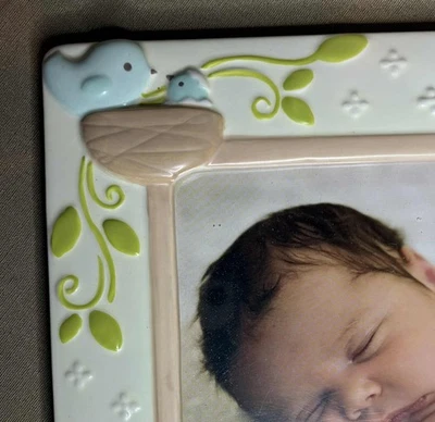 Precioso NUEVO marco de fotos de cerámica para vivero Gibson Nurture Imagination NEST Birds Foto 1 de 4