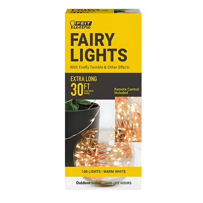 Feit Electric LED Fairy String Lights Warm XL 30 ft- 100 Lights Copper Wire - Image 1 of 4