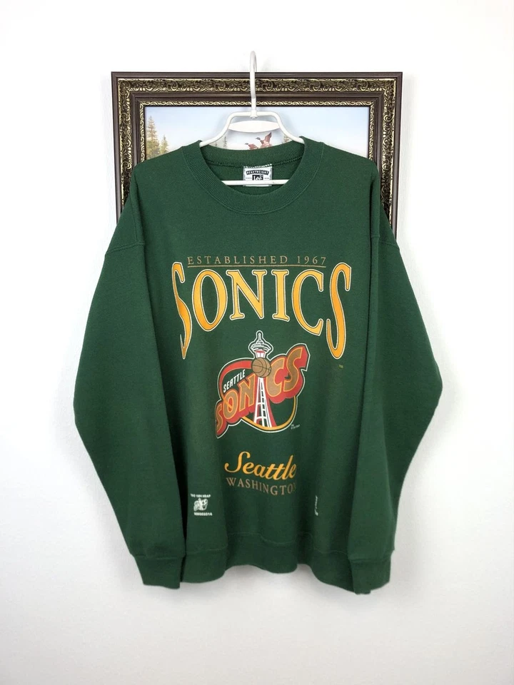 90s Seattle Super Sonics Sweatshirt Remake Design Green shirt Unisex RM0271 - Image 1 of 1