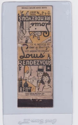 LOUIS' RENDEZVOUS - 1935 rare gaming matchcover - 2nd st. - Reno, Nevada - Image 1 of 3