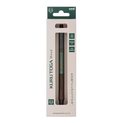 Uni Kuru Toga Wood Mechanical Pencil 0.5mm Forest Green M5KW1P88 Japan - Image 1 of 3