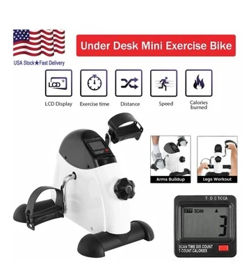 Under Desk mini Bike Pedal Exerciser Arm & Leg w/ LCD Screen Displays Works - Image 1 of 4
