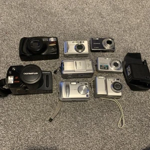 Retro Digital Camera & Film Camera Bundle Spares Or Repairs Olympus Samsung Etc - Picture 1 of 18