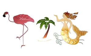 Imanes de frigorífico de metal sirena flamenco palmera. Adorno divertido caprichoso - Imagen 1 de 13