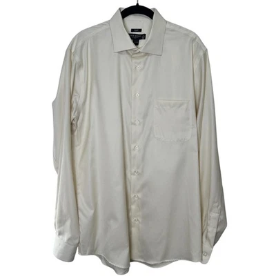 Pronto Uomo Men's Cream Non Iron Slim Fit 100% Cotton Dress Shirt Tall 17 36/37 - Image 1 of 4