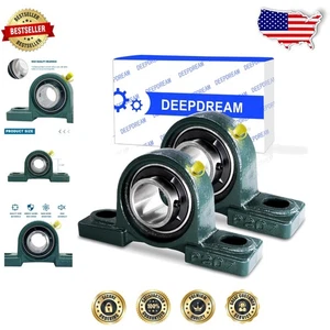 Durable 2-Piece Pillow Block Mounted Ball Bearings, 1-1/4" Shaft, Easy Install - Picture 1 of 8