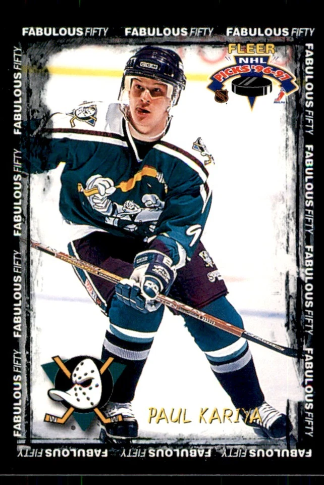 1996-97 Fleer NHL Picks Fabulous 50 Paul Kariya Anaheim Mighty Ducks #23 - Image 1 of 2