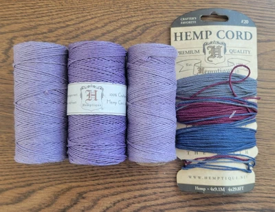 Cuerda de cáñamo Hemptique 100 % Crafters 20 lb púrpura + extra Foto 1 de 4