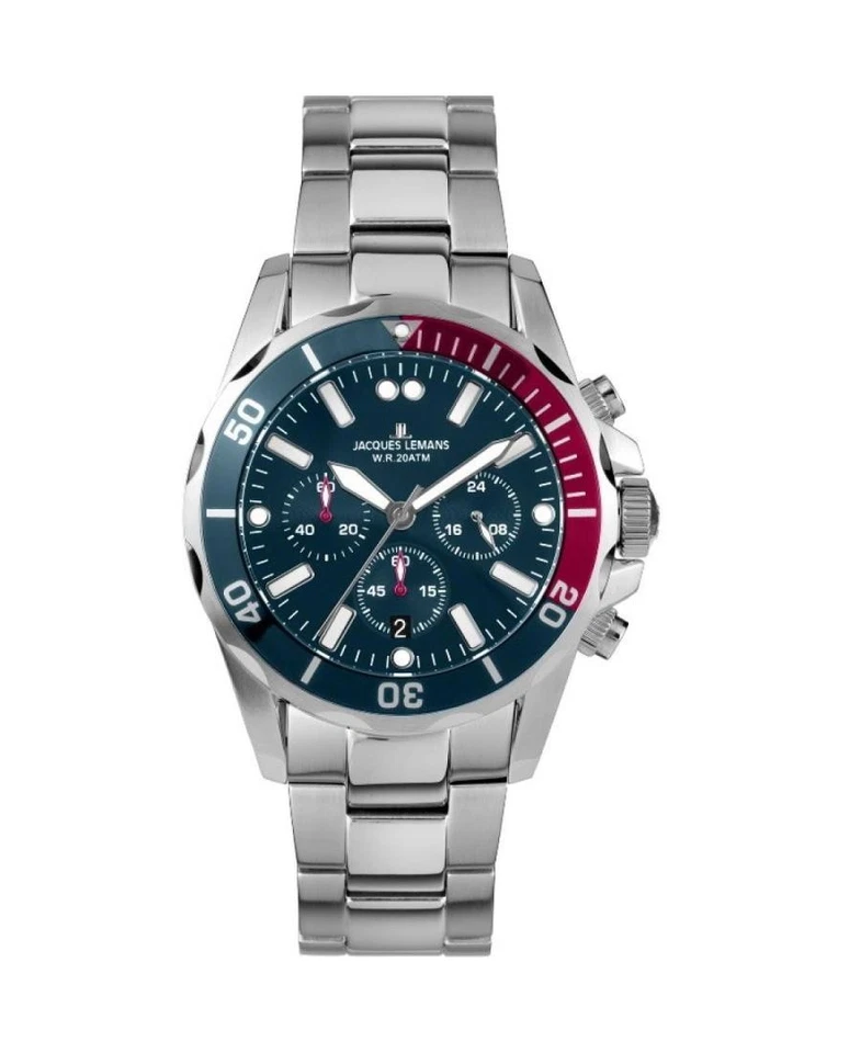 JACQUES LEMANS Hombre Analógico Cuarzo Informal Reloj Clásico Vestido Esfera Azul Impermeable Foto 1 de 4