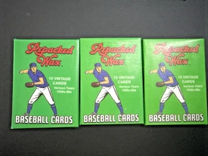 Lot 3 Baseball Wax Pack Repacked 15 Vintage Karten verschiedene 50er-00er 45 Karten - Bild 1 von 2