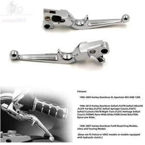 Chrome Hand Brake Clutch Levers for Harley Dyna Softail Electra Glide 1996-2017 - Picture 1 of 8