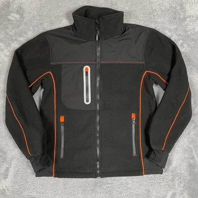 Chaqueta RefrigiWear Para Hombre Mediana* Negra Naranja Cremallera Completa Forrada de Vellón Ropa de Trabajo Foto 1 de 4
