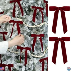 FLAIR GIFTS Lot de 24 noeuds de Noël velours bordeaux - Rubans vintage 5x7 - Photo 1/6