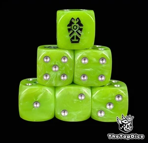 Fluorescent green tomb lords for grimdark sci fi tabletop wargames D6 death dice - Picture 1 of 5