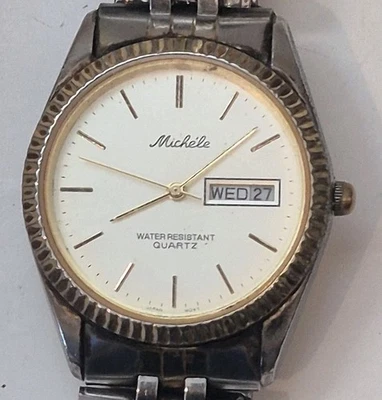 Reloj Michele Vintage Día Fecha Hombre Cuarzo 36mm Foto 1 de 4