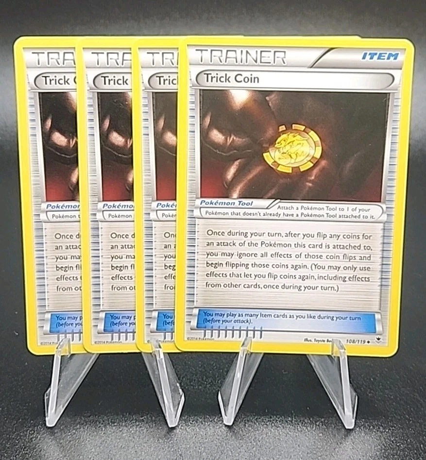 4x Trick Coin 108/119 XY Phantom Forces Item Trainer Playset Pokemon - Image 1 of 1