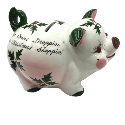 Vintage Kreiss Christmas Piggy Bank Mid Century Kitsch No Stopper Holiday Issue - Image 1 of 4