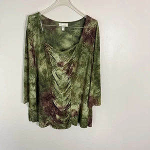 Top floral Y2K Dressbarn verde agotado Fairycore Whimsigoth años 90 gótico talla 2X - Imagen 1 de 6