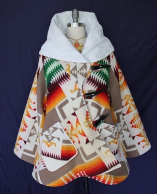 Pendleton Beaver State Chief Joseph Manta de Lana Capa Poncho Chaqueta Columpio Azteca Foto 1 de 4
